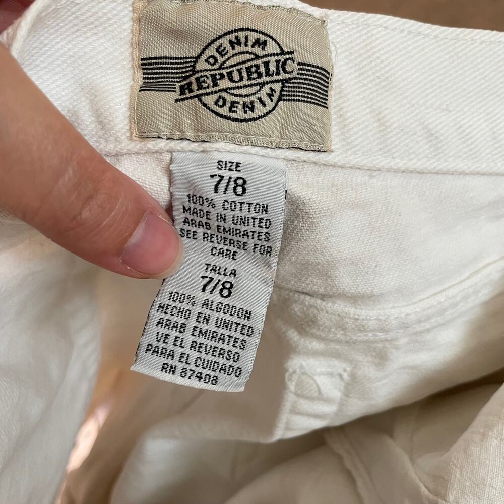 90s Vintage Republic Denim White sunflower high rise shorts juniors size 7 small - Picture 4 of 5